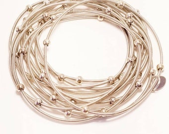 Sugar NY Bee Charming piano wire bracelets with balls choose color combo- 9 colors silver or gold ball