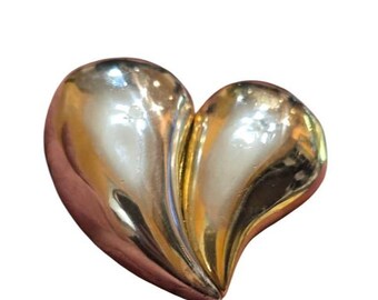 Fabulous Givenchy Silver And Gold Tone Puffy Heart Brooch (SC109)