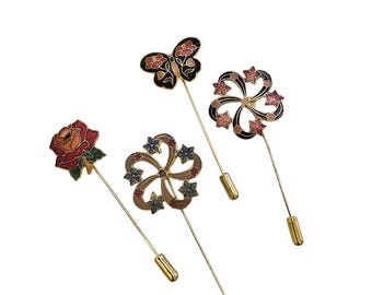 Vintage Lot of 4 Cloisonné Stick Pins (A9199)