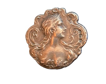 Sterling Art Nouveau Lady's Button (A9190)