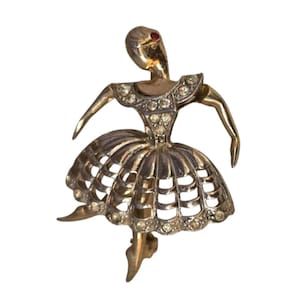 Vintage Pave Ballet Dancer Brooch Attributed To Boucher (A8502)