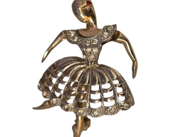 Vintage Pave Ballet Dancer Brooch Attributed To Boucher (A8502)
