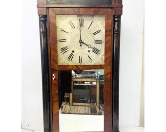 Antique Riley Whiting Wood Mirror Large Wall Clock