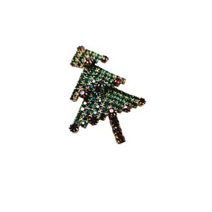 Vintage Layered Rhinestone Christmas Tree Brooch (A3036)