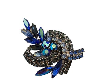 Vintage Unsigned Blingy Rhinestone Brooch (A3556)