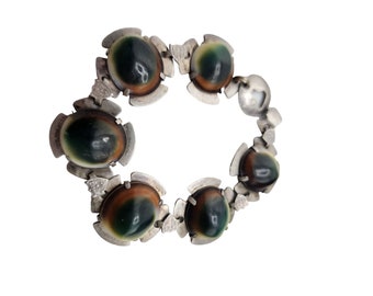 Vintage Unique Operculum Sterling Maltese Cross & Shield Bracelet (A3520)