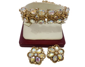 Vintage Signed Crown Trifari Rhinestone Bracelet Set (A3814)