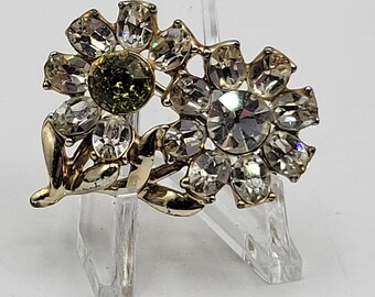 Unsigned Designer Quality Sparkling Flower Brooch Pin