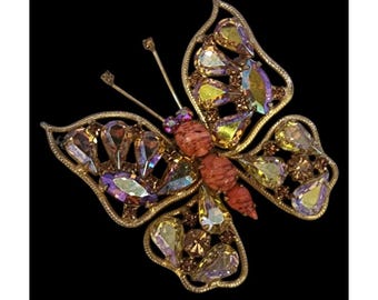 Amazing Signed Warner AB Rhinestone Butterfly Brooch (A6565)
