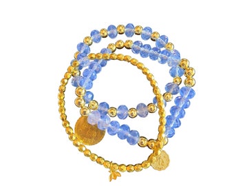 Vintage Bee Charming Libra Zodiac Trio Crystal Bracelet Set NOS (A1425)