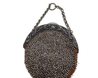 Beautiful Victorian Cut Steel And Embossed Metal Chatelaine Change Purse (A4546)