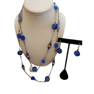 Vintage Sadie Green Beautiful Art Glass Necklace Earrings Set (A2107)