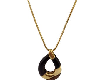 Vintage 70s Lucite & Metal Necklace (A3459)