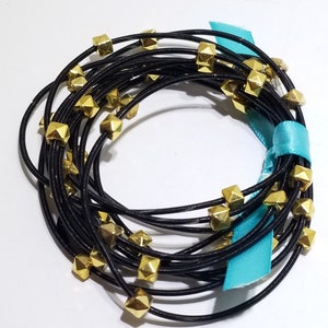 Bee Charming Sugar NY Piano wire stud bracelet, black, silver, bronze, hematite