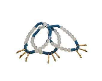 Vintage NOS Bee Charming Glass & Metal Gold Branches Beaded Bracelet Set of 3