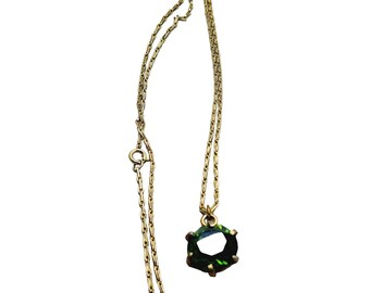 Vintage Pretty Faceted Glass Drop Pendant Necklace (A1157)