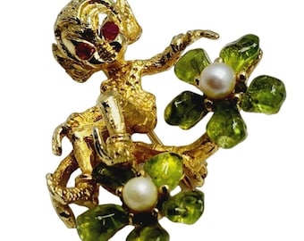 Vintage Signed Swaboda Devil Semi Precious Brooch (A929)