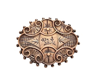 Antique Victorian with Gold Overlay Mourning Brooch (A10131)