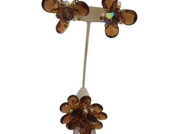 Vintage Wired Acrylic Brooch & Earrings Set (A3609)