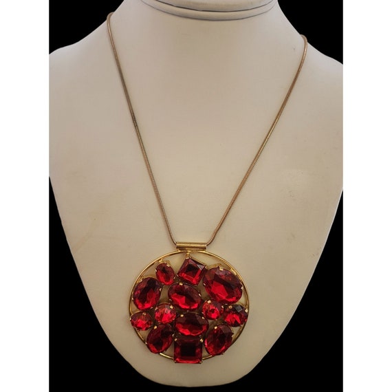 Vintage Acrylic Rhinestone Pendant Necklace (A3966)