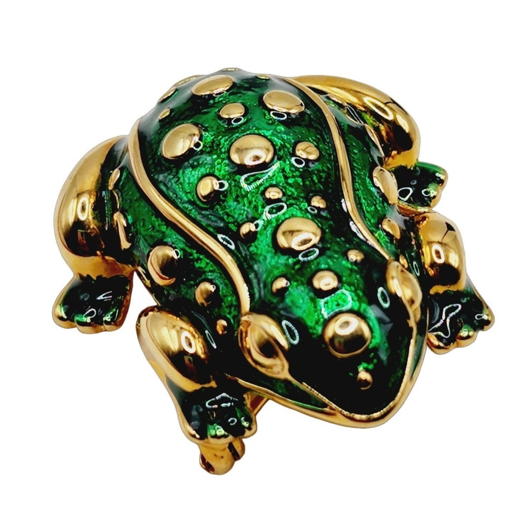 ヴィンテージ 署名入り ケネス レーン エナメル カエル ブローチ