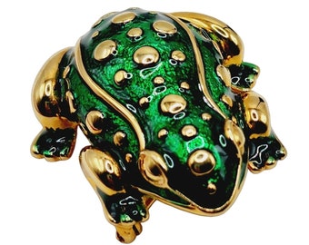 Vintage Signed Kenneth Lane Enameled Frog Brooch (A1267)