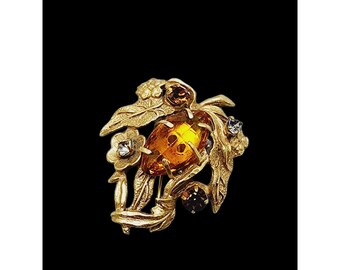 Vintage Prong Set Leaf Brooch (A764)