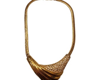 Vintage Monet 80's Pave Rhinestone Necklace (A4174)
