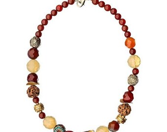 NOS Bee Charming Semi Precious Nepal and Buddha Necklace