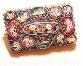 Fabulous early micro mosiac Italy floral brooch