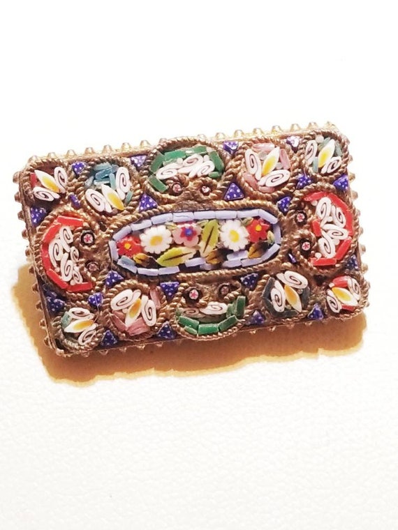 Fabulous early micro mosiac Italy floral brooch