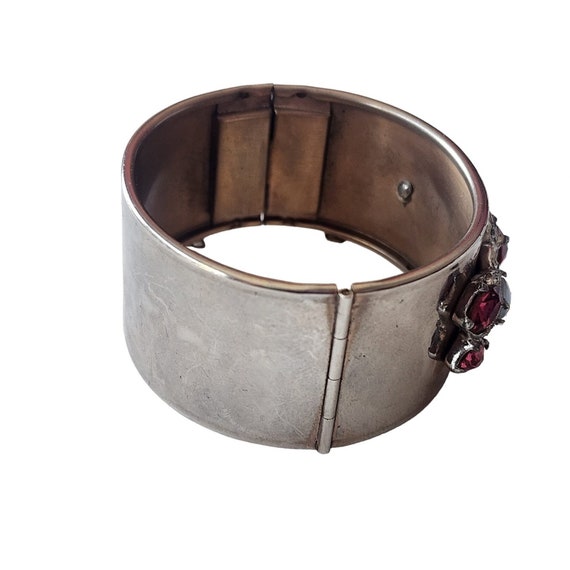 デコ風ヴィンテージラインストーンワイドバングルブレスレット（A4806