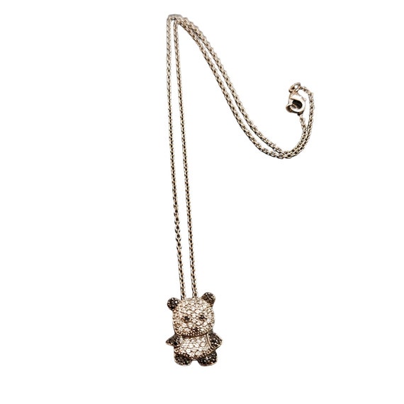 Vintage Sterling Panda Bear Pendant Necklace (A23… - image 1