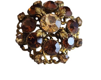 Vintage Signed West Germany Rhinestone Brooch (A1736)