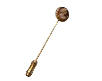 Vintage Shell Cameo 14kt Gold Stickpin (A7745)