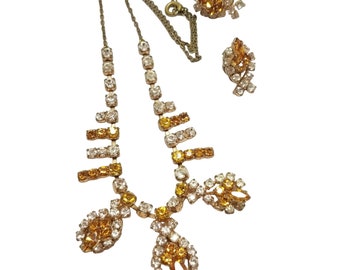 Spectacular Unsigned Austria Rhinestone Necklace Set (A2688)