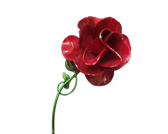 Vintage Red Dimensional Enamel Flower Brooch (A2008)