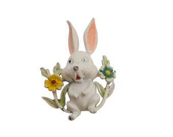 Vintage Enameled Bunny Brooch - Perfect For Easter (A3882)