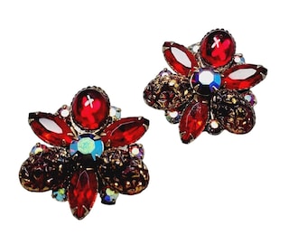 Vintage Signed Judy Lee Molded Glass Earrings (A1401)