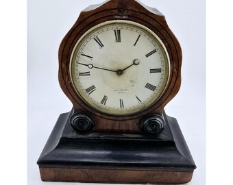Antique Black Walnut Wood Lrevete Hrymarc French Clock