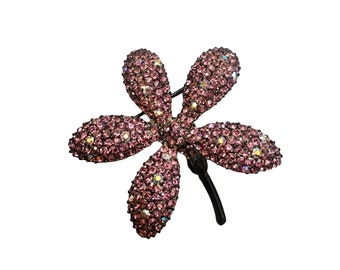 Vintage Signed B.S.K. Dimensional Sparkly Rhinestone Flower Brooch (A4761)