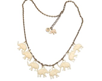 Vintage Lisner Multi Elephant Charm Necklace (A2004)