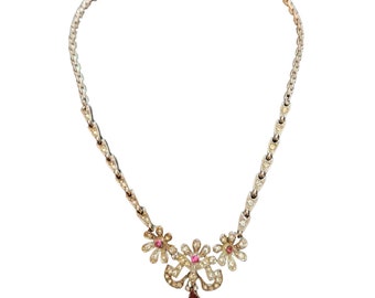 Vintage Signed ORA Beautiful Rhinestone Necklace (A3851)