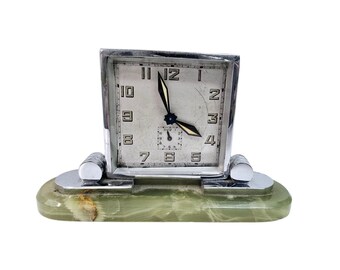 Vintage Art Deco Made In Germany Desk Clock On Quartz Base