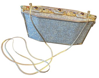 Vintage Signed Judith Lieber Rhinestone & Glass Cab Evening Bag (A2736)