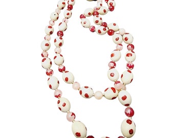 Vintage Signed Hong Kong Acrylic Beaded Necklace (A1326)