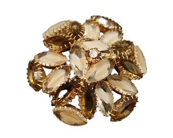 Vintage Unsigned Givre Glass Rhinestone Brooch (A2323)