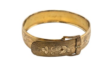Antique Hayward 1/20th 12kt Gold Filled Grape Leaf Buckle Bangle Bracelet