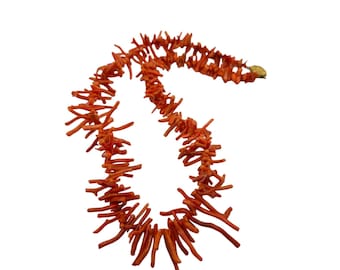 Vintage Branch Coral Necklace with Fancy Flower Clasp (A7647)
