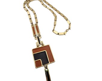 Vintage Signed Accessocraft NYC Enamel Mod Heavy Necklace 5/104A